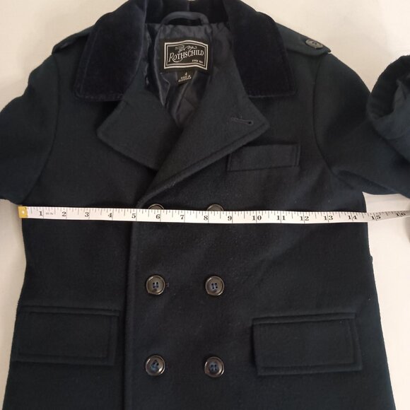Rothschild Double Breasted Long Winter Overcoat Navy Blue Velvet Collar Boys 4 - Picture 9 of 15